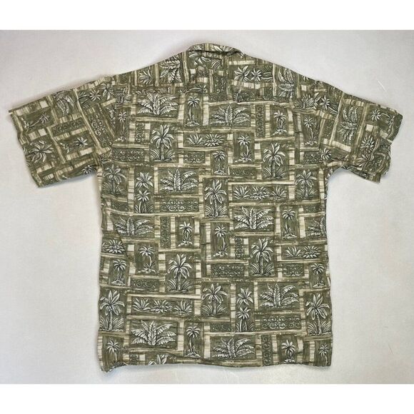 VINTAGE Pierre Cardin Shirt Men Medium Green Palm Trees Print Short Sleeve - Picture 3 of 5